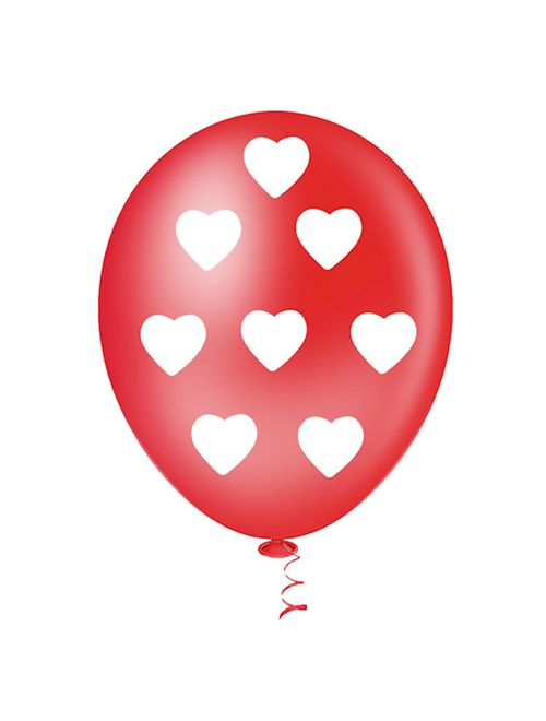 Balão Fantasia Coração Vermelho e Branco Tamanho 10 c/25 - Pic Pic