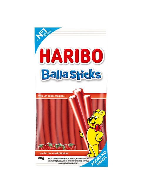 Bala de Gelatina Sticks Morango Doce 80g - Haribo