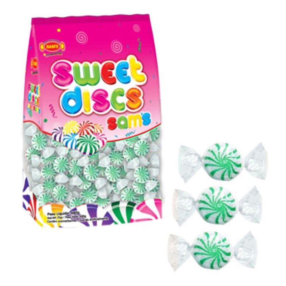 Bala Sweet Discs Verde Limão 480g - Sams - Doce Malu
