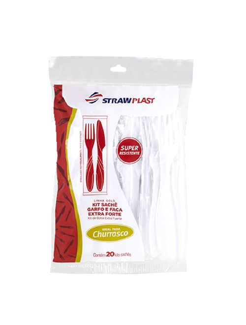 Kit Sachê Garfo e Faca Extra Forte c/20 - Strawplast