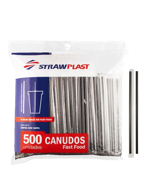 Canudo plastico Fast Food Preto c/500 - Strawplast