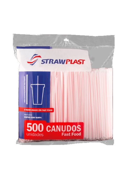 Canudo plastico Fast Food Transparente c/500 - Strawplast