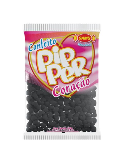 Confeito Pipper Coração Cereja Preto 500g - Sams