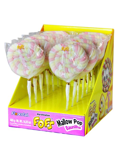 Fofs Mallow Pop Pirulito Marshmallow Rosa c/12 - Florestal