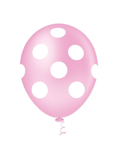 Balão Fantasia Poa Rosa Bebê e Branco Tamanho 10 c/25 - Pic Pic