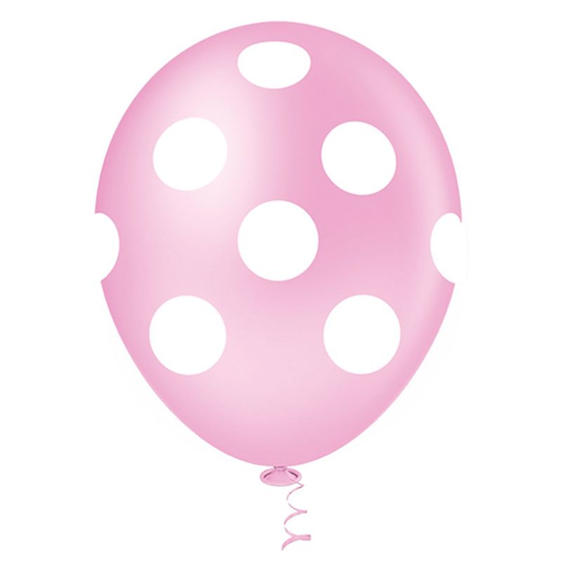 Balao-Fantasia-Poa-Rosa-Bebe-e-Branco-Tamanho-10-c-25---Pic-Pic