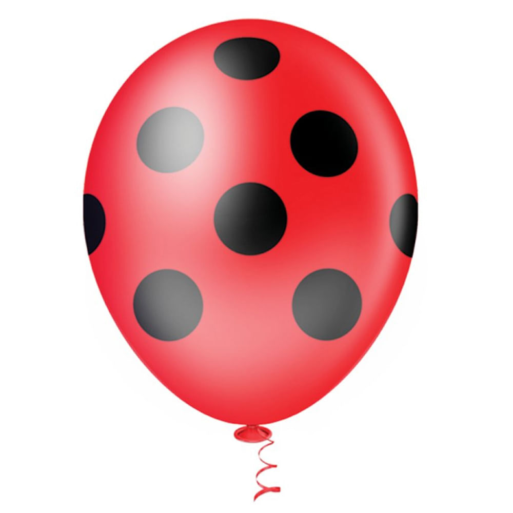 Balão Fantasia Poa Vermelho e Preto Tamanho 10  C/25 - Pic Pic
