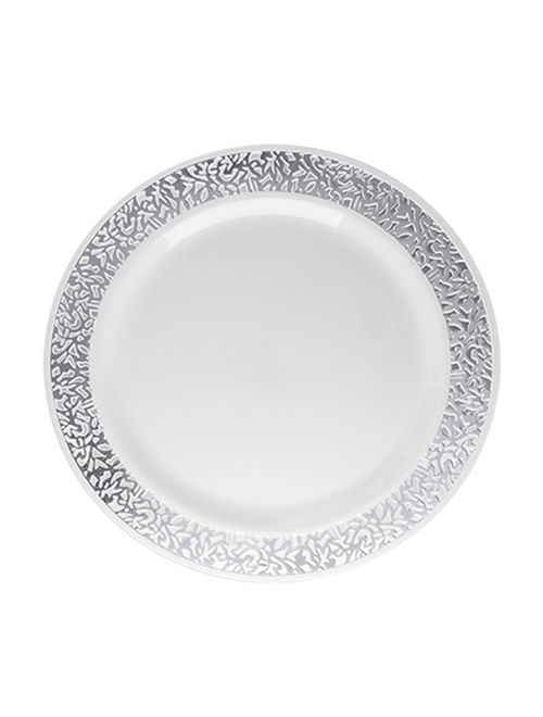 Prato Refeição Borda Vazado Prata c/6 - Silver Festas