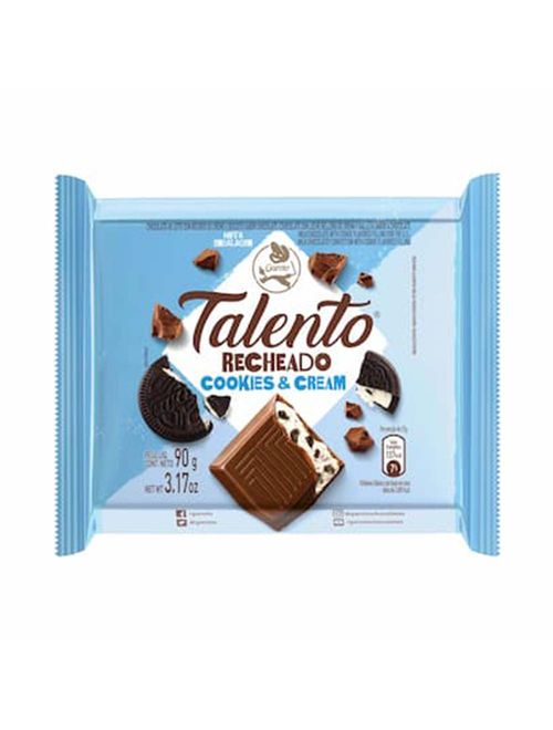Tablete de Chocolate Talento Recheado Cookies Cream 85g - Garoto