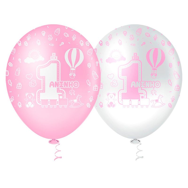 Balao-Decorado-1-Aninho-Rosa-Tamanho-10-c-25---Pic-Pic