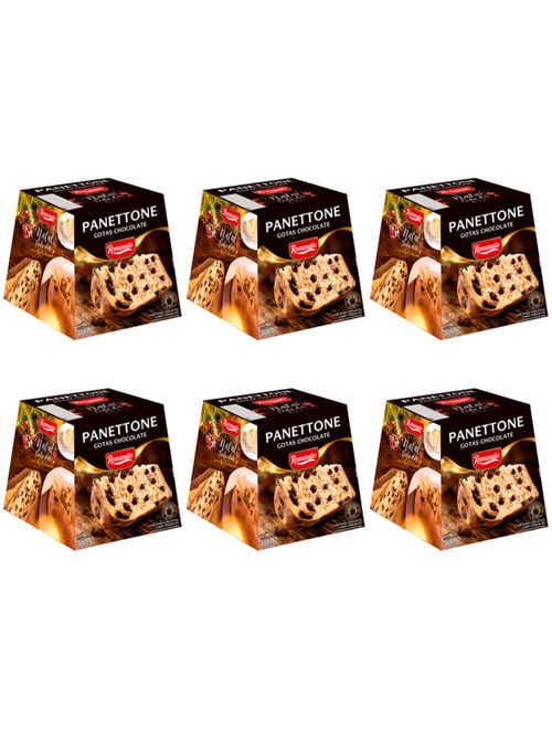 Kit 6 Panettones Gotas Chocolate 400g - Romanato