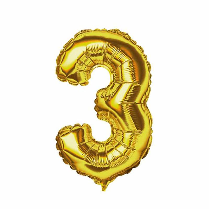 Balao-Metalizado-16----40cm-Ouro-Numero-3---Golden
