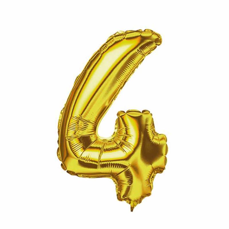Balao-Metalizado-16----40cm-Ouro-Numero-4---Golden