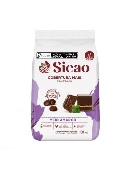 Gotas de Chocolate Cobertura Fracionada Mais Meio Amargo 1,01kg - Sicao