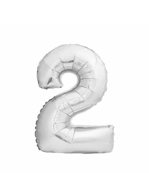 Balão Metalizado 16" / 40cm Prata Número 2 - Golden