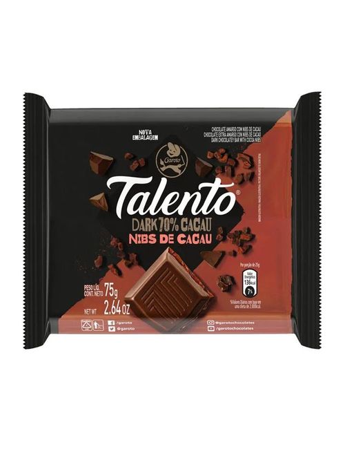 Chocolate Talento Dark Nibs de Cacau c/15 - Garoto