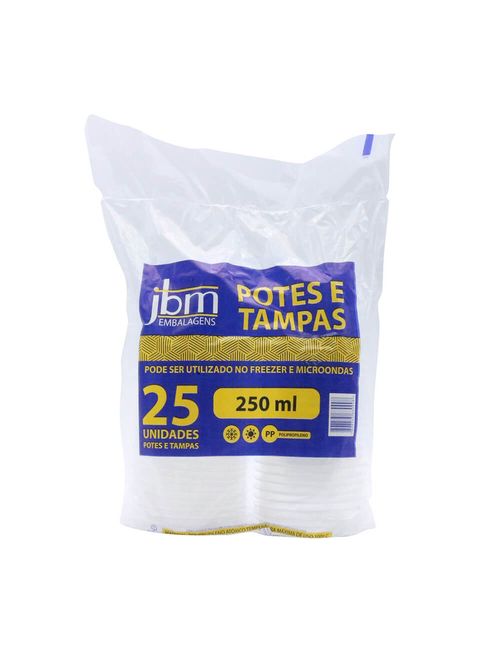 Pote Redondo com Tampa Freezer e Micro-ondas 250ml c/25 - JBM
