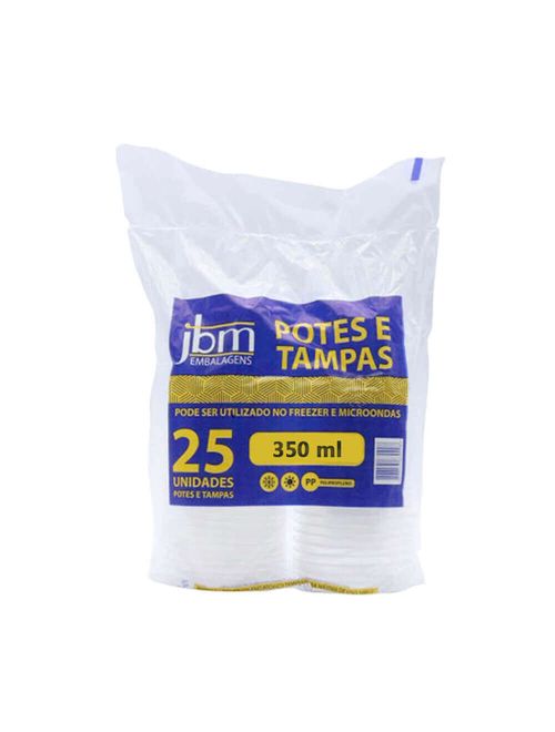 Pote Redondo com Tampa Freezer e Micro-ondas 350ml c/25 - JBM
