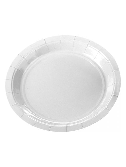 Prato Sobremesa Papel Branco 18cm c/10 - Silver Festas