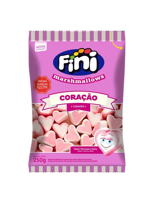 Marshmallow Coração Rosa e Branco 250g - Fini