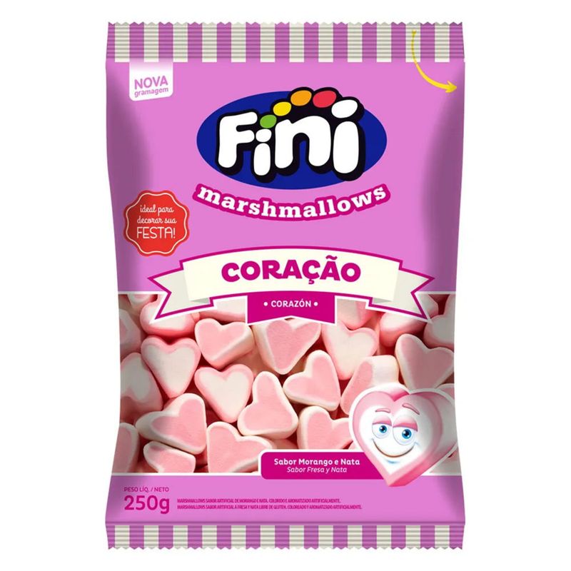 Marshmallow Coração Rosa e Branco Fini - Doce Malu