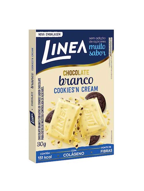 Chocolate Branco Cookies n Cream Zero Açúcar 30g - Linea