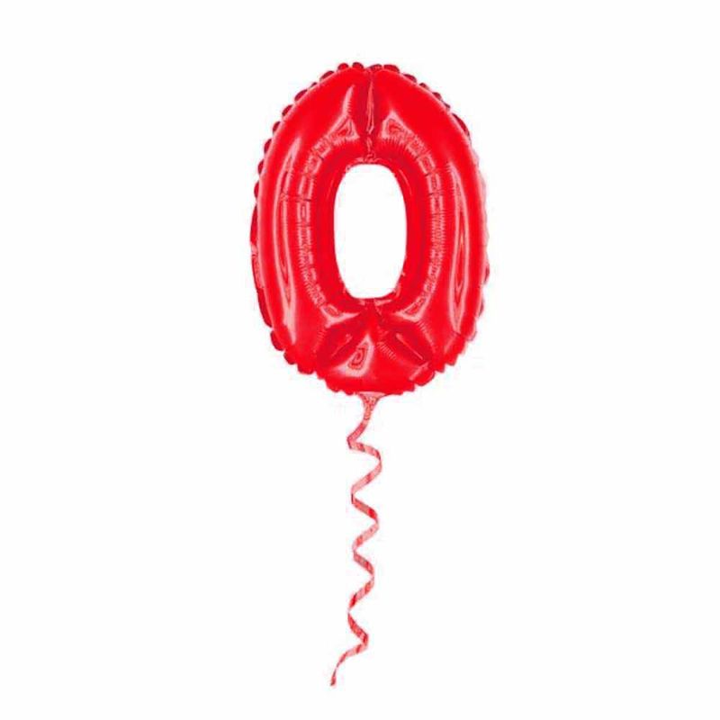 Balao-Metalizado-16----40cm-Vermelho-Numero-0---Golden