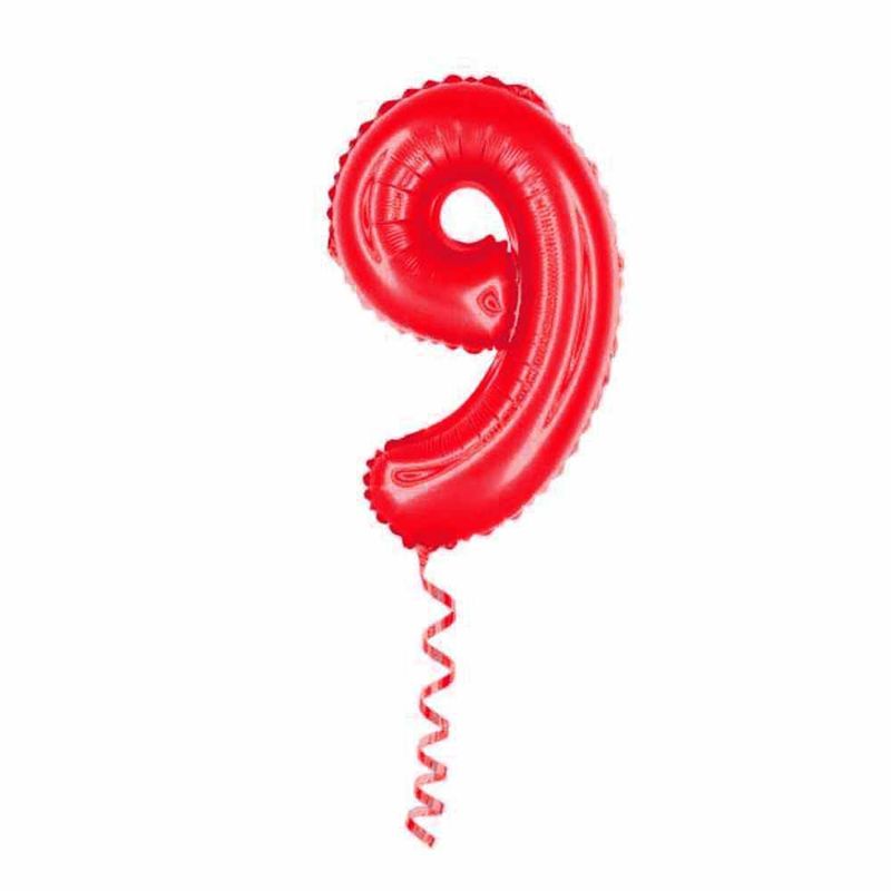 Balao-Metalizado-16----40cm-Vermelho-Numero-9---Golden