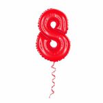 Balao-Metalizado-16----40cm-Vermelho-Numero-8---Golden