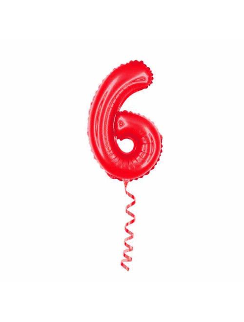 Balão Metalizado 16" / 40cm Vermelho Número 6 - Golden