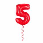 Balao-Metalizado-16----40cm-Vermelho-Numero-5---Golden