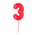 Balao-Metalizado-16----40cm-Vermelho-Numero-3---Golden
