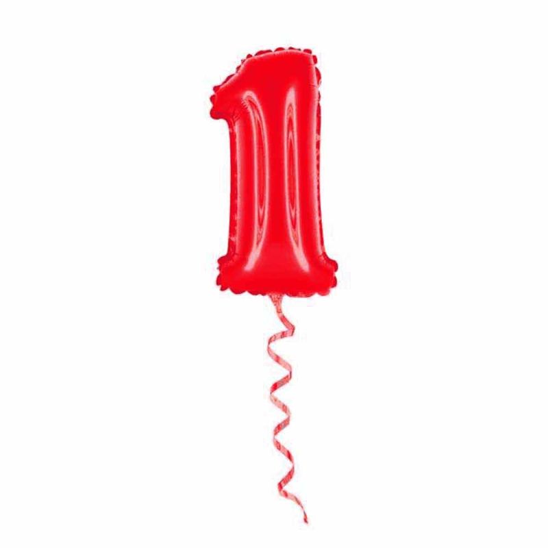 Balao-Metalizado-16----40cm-Vermelho-Numero-1---Golden