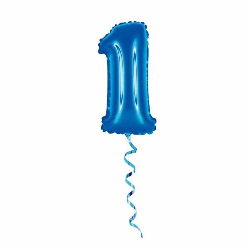 Balao-Metalizado-16----40cm-Azul-Numero-1---Golden