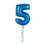 Balao-Metalizado-16----40cm-Azul-Numero-5---Golden