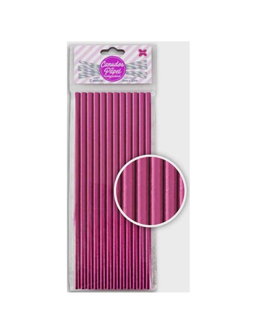 Canudo de Papel Metalizado Pink c/12 - Make