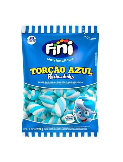 Marshmallow Torção Azul Recheado Groselha 250g - Fini
