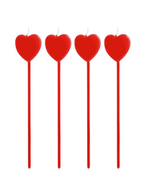 Vela de Coração Vermelho c/4 - Silver Festas