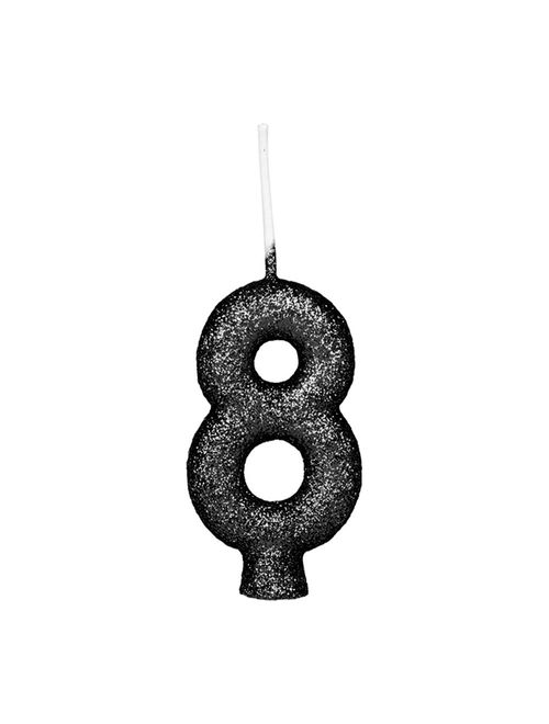 Vela de Aniversário Cintilante Preta No 8 - Regina