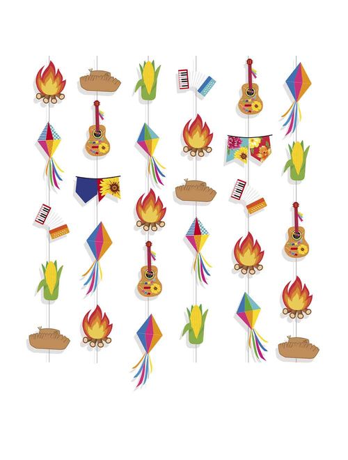 Festa Junina Cortina Papel Decorativa com 6 cordões e 36 peças - Cromus