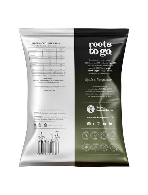 Chips Batata Doce Azeite e Manjericão 45g - Roots To Go