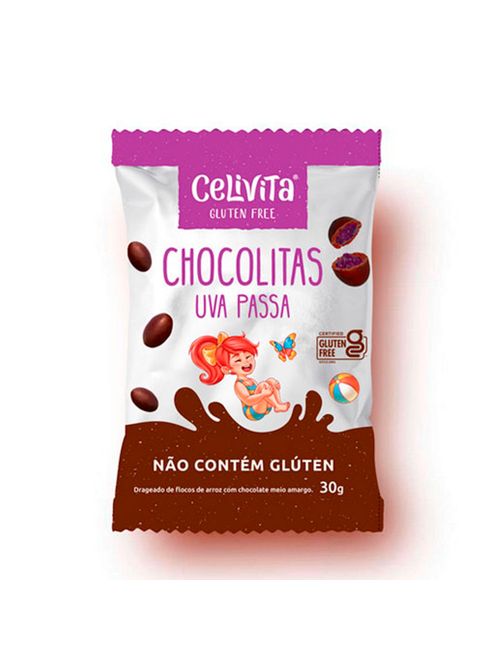 Uvas-Passas Cobertas com Chocolate Chocolitas 30g - Celivita