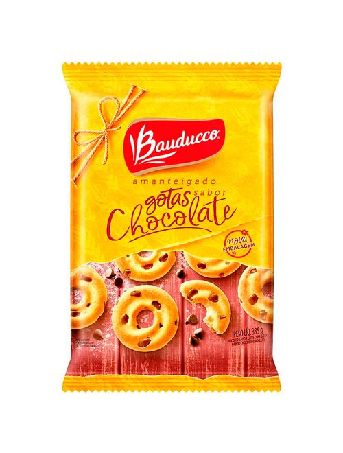 Biscoito Amanteigado Rosca Gotas Chocolate 335g - Bauducco