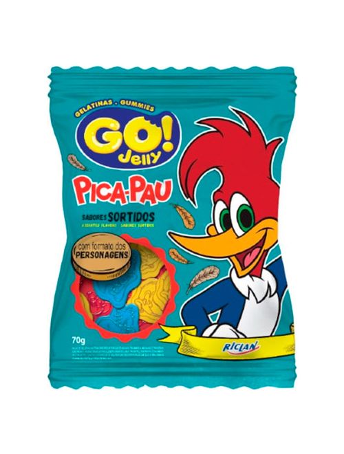 Bala de Gelatina Go! Jelly Pica-Pau 70g - Riclan