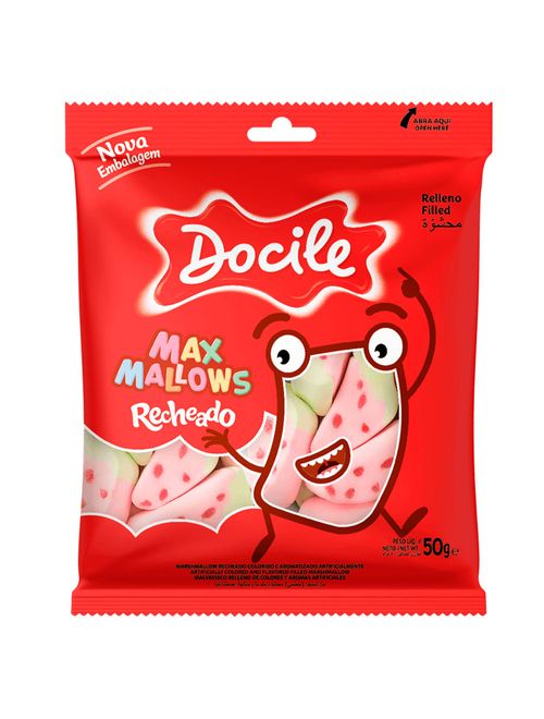Marshmallow Morango Recheado 220g - Docile