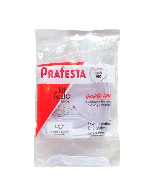 Kit Festa 20 Peças (10 Pratos + 10 Garfos) - Prafesta