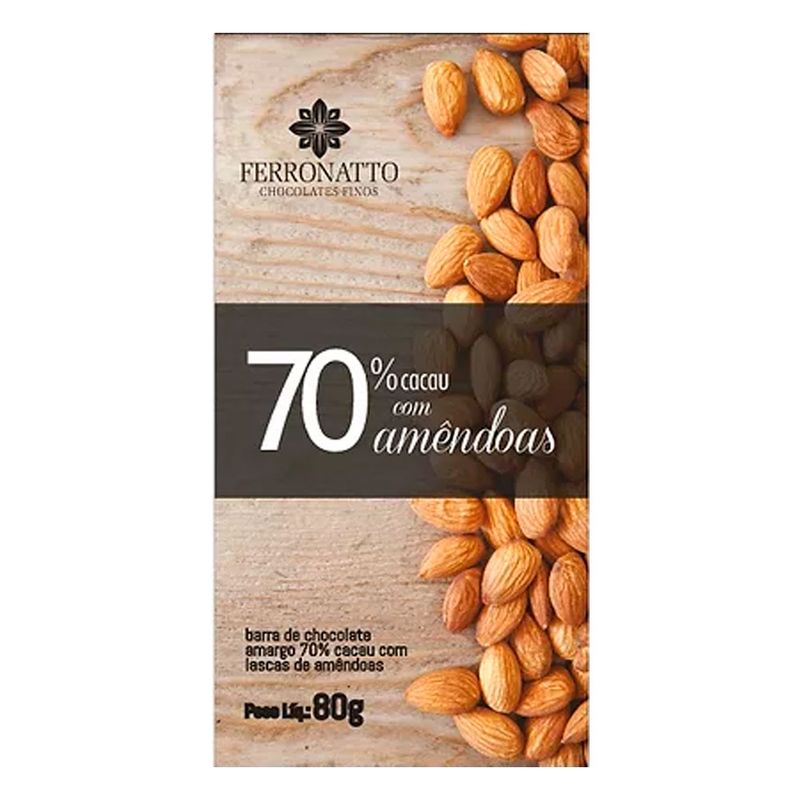 Tablete-de-Chocolate-Amargo-70--Cacau-com-Amendoas-80g---Ferronatto