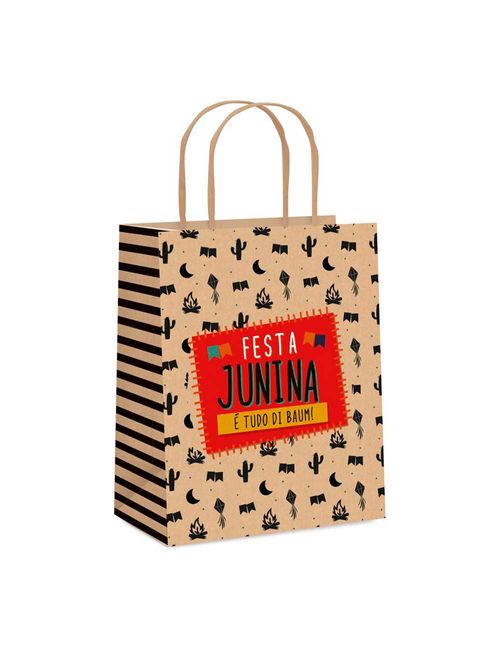 Festa Junina Kraft Sacola Papel 21,5x15x8cm Un - Cromus