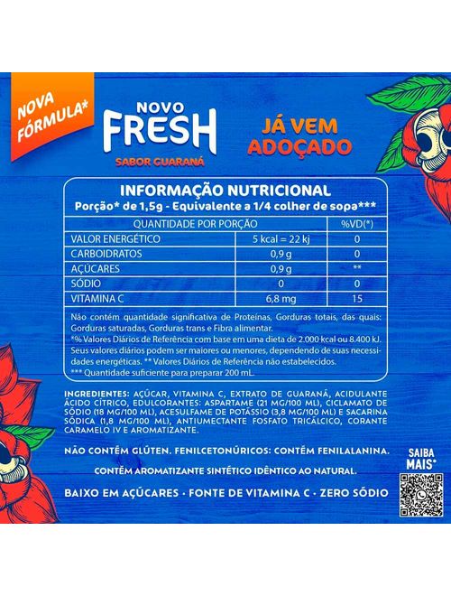 Refresco em Pó Sabor Guaraná 15g c/15 - Fresh