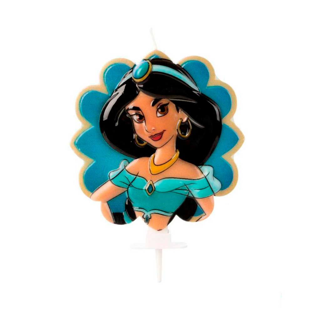 Encontraproduto.com.br - Jasmine Vela de Aniversário Disney Princesa - Silver Festas